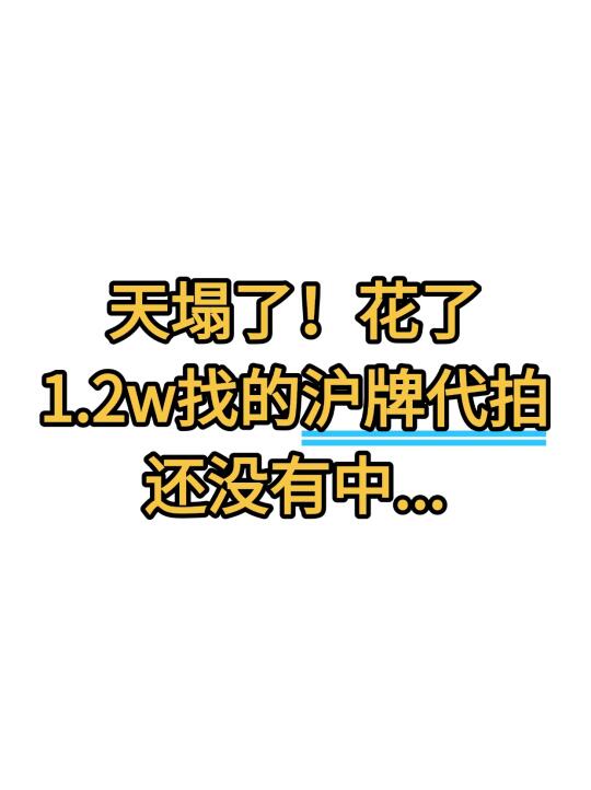 拍沪牌到底要花多少钱？才能快一点中😮‍💨