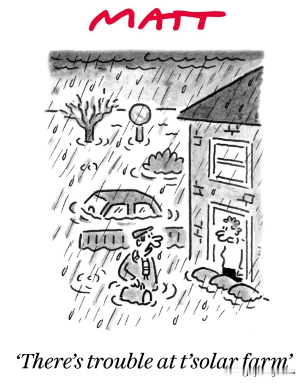 英国遭遇暴雨袭击，部分地区发生严重洪灾。

鉴于此，《每日电讯报》昨天以玩笑的口