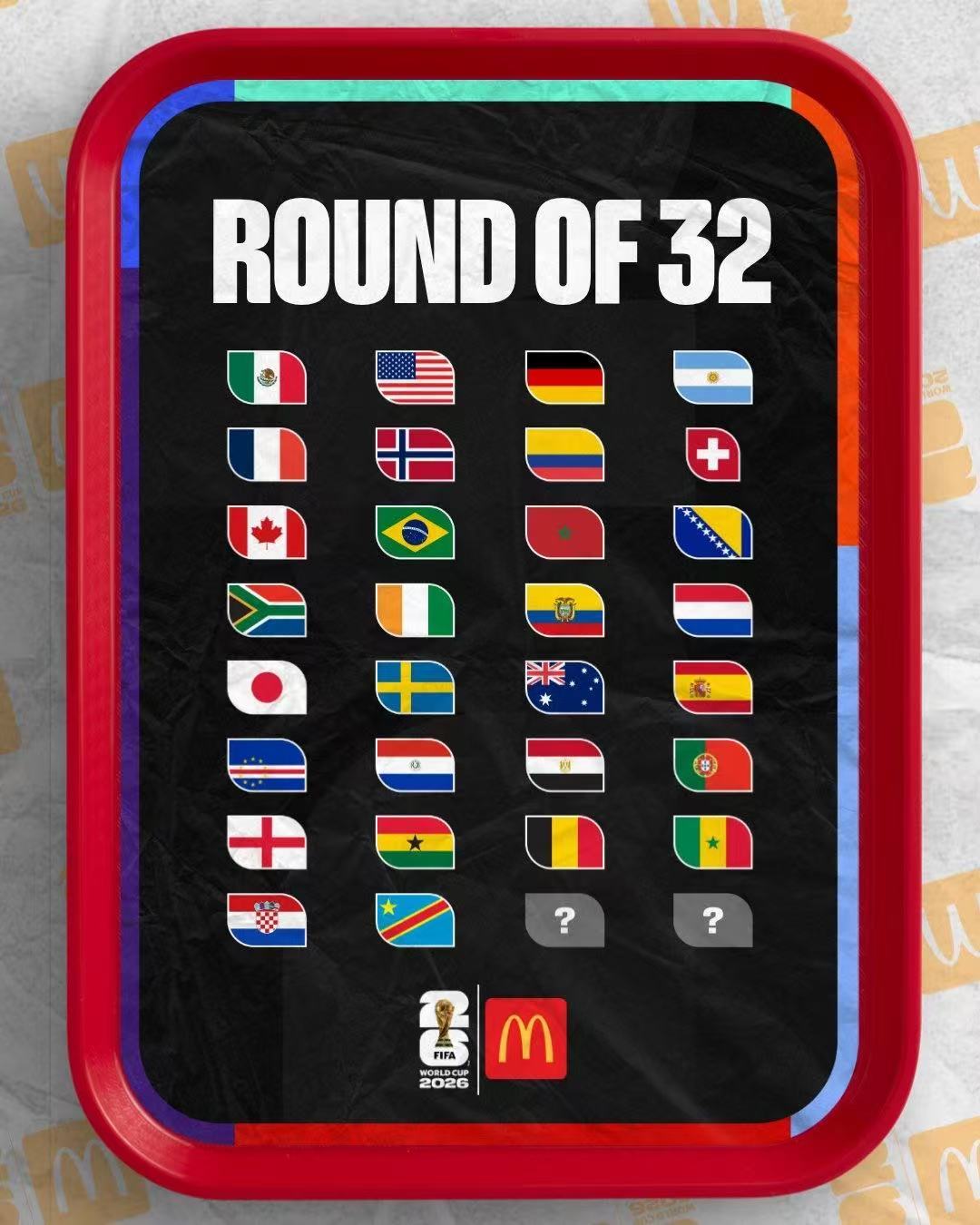 【世界杯32强已确定30席】世界杯32强仅剩2席未确定6月28日，2026美加墨
