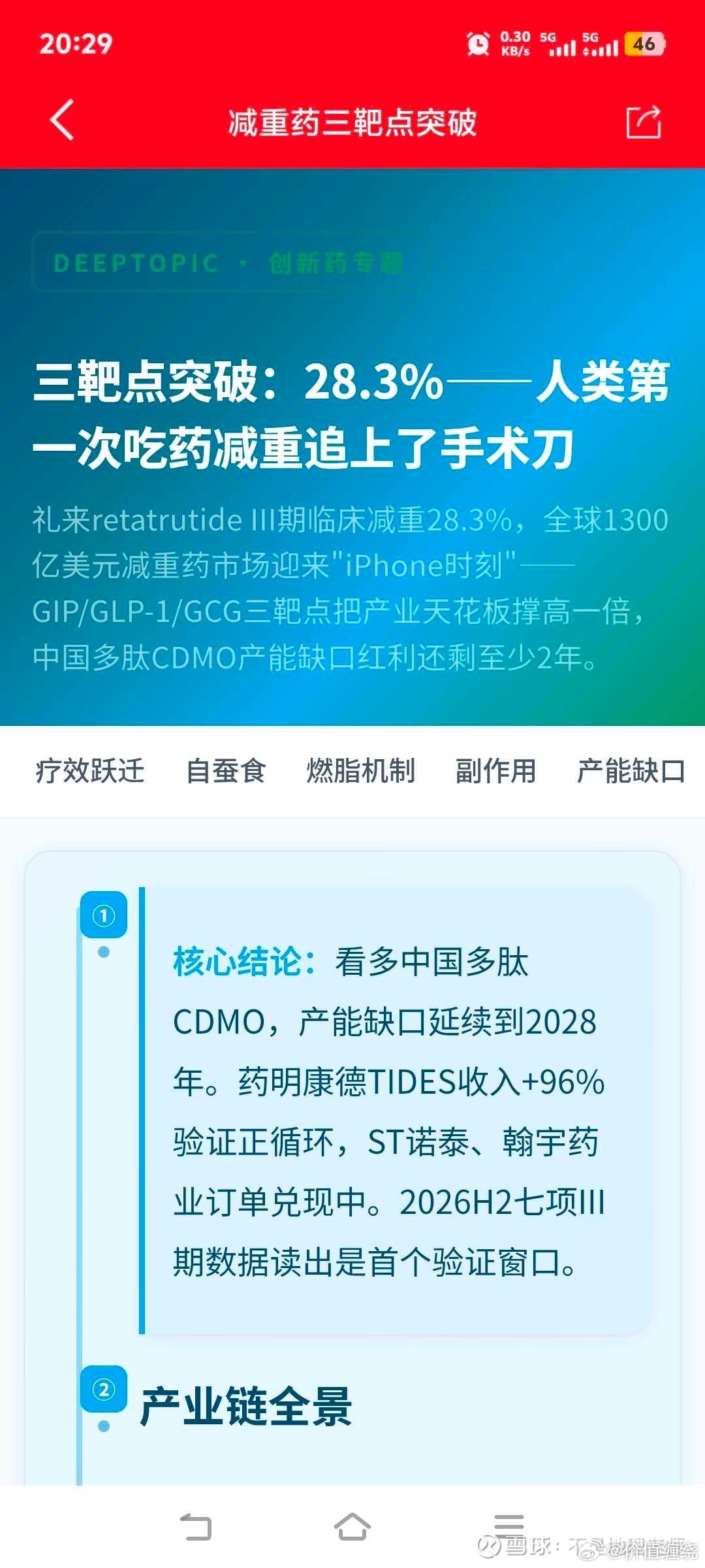 三靶点突破：减重28.3%，人类第一次吃药减重追上了手术刀 
