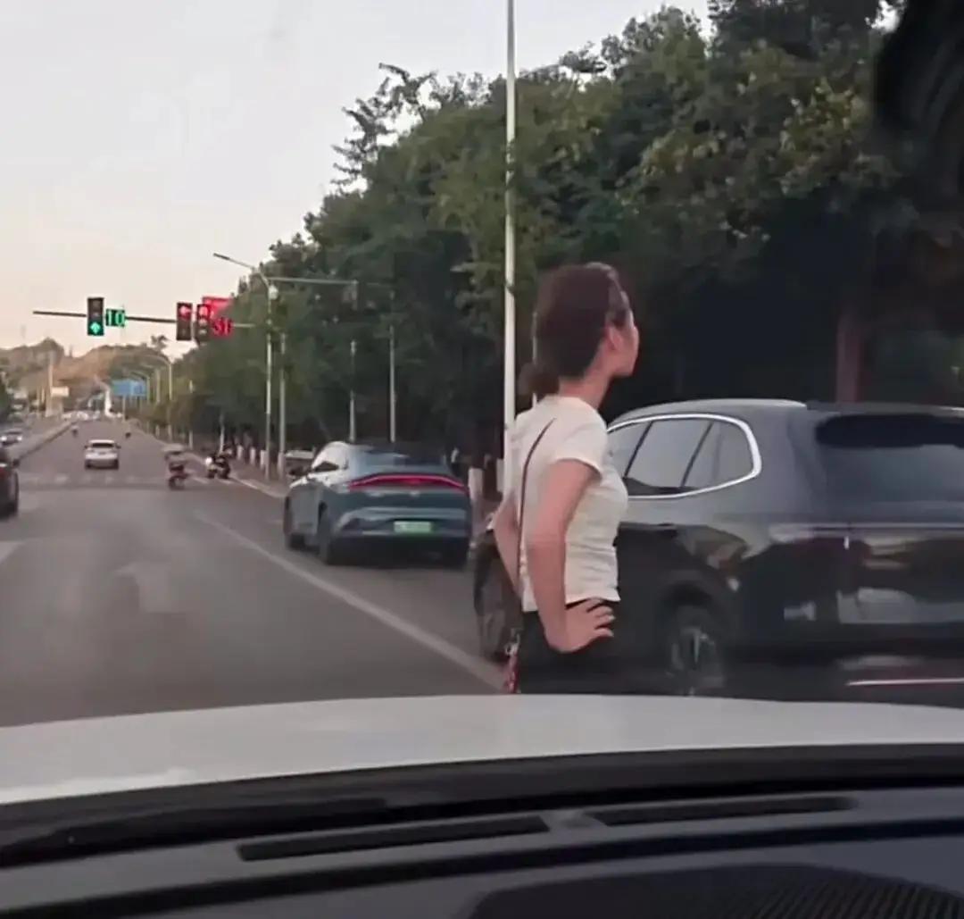 依次通行，无人随意变道穿插。当事车主依规缓慢跟车，全程遵守交通秩序，却无端遭遇拦