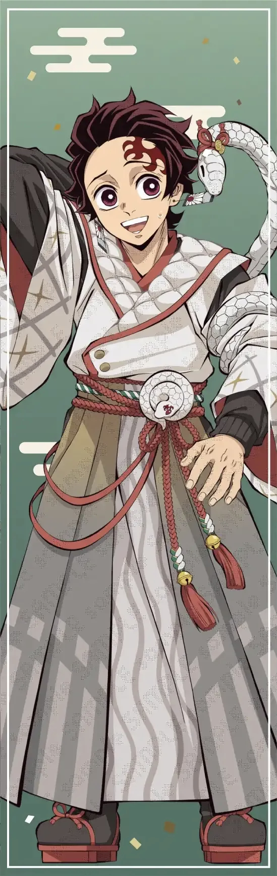 动漫ACG次元大赏我的2025年终总结壁纸鬼灭之刃蛇年壁纸，主角团与象征吉祥的小