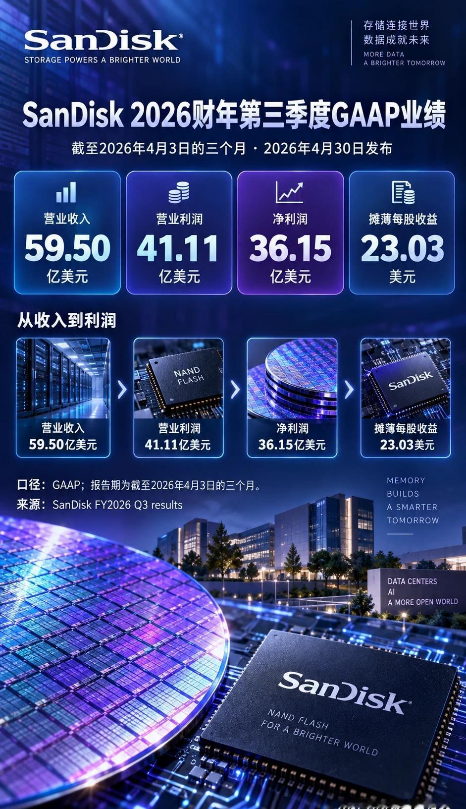 SanDisk 2026财年第三季度GAAP业绩
💾 SanDisk最新季度成