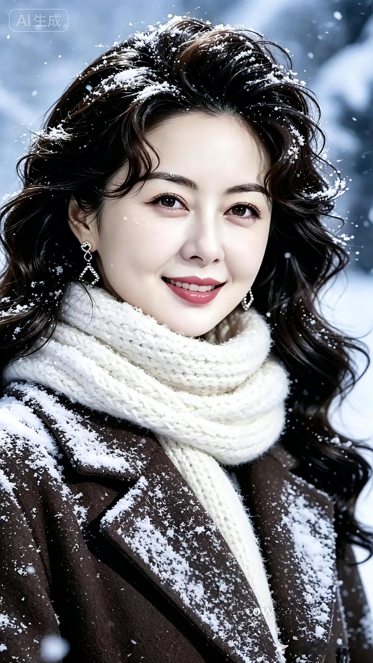 雪花飘飘，笑容温暖如阳光。