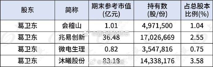 葛卫东家族190亿持仓曝光 葛卫东家族持仓曝光~!葛卫东家族持仓曝光