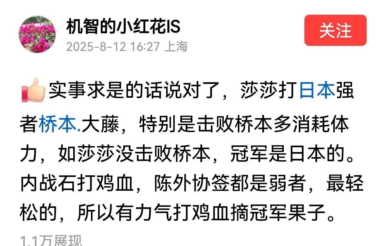 部分莎粉将她过度神化，诸多赞誉实则言过其实，而她却坦然受之，全无谦逊之意。莎粉不