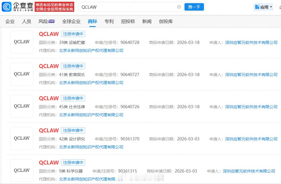 【腾讯关联公司已注册多枚腾讯龙虾商标】腾讯龙虾已被申请为商标 据媒体报道，腾讯Q