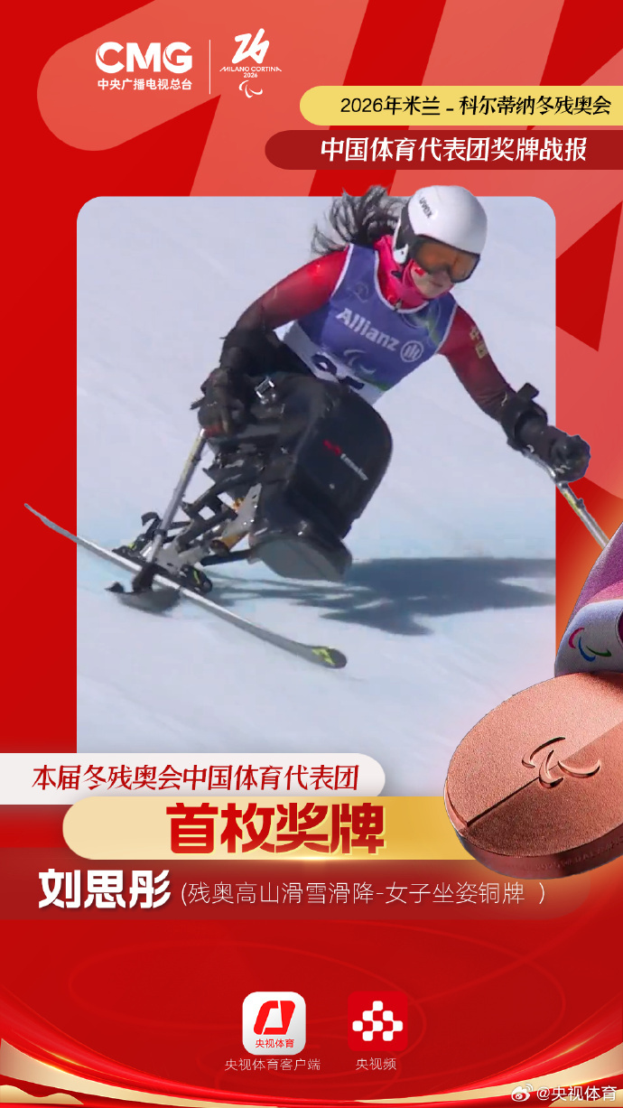 米兰冬残奥会中国代表团首枚奖牌太提气了！米兰冬残奥会高山滑雪女子滑降坐姿组，刘思
