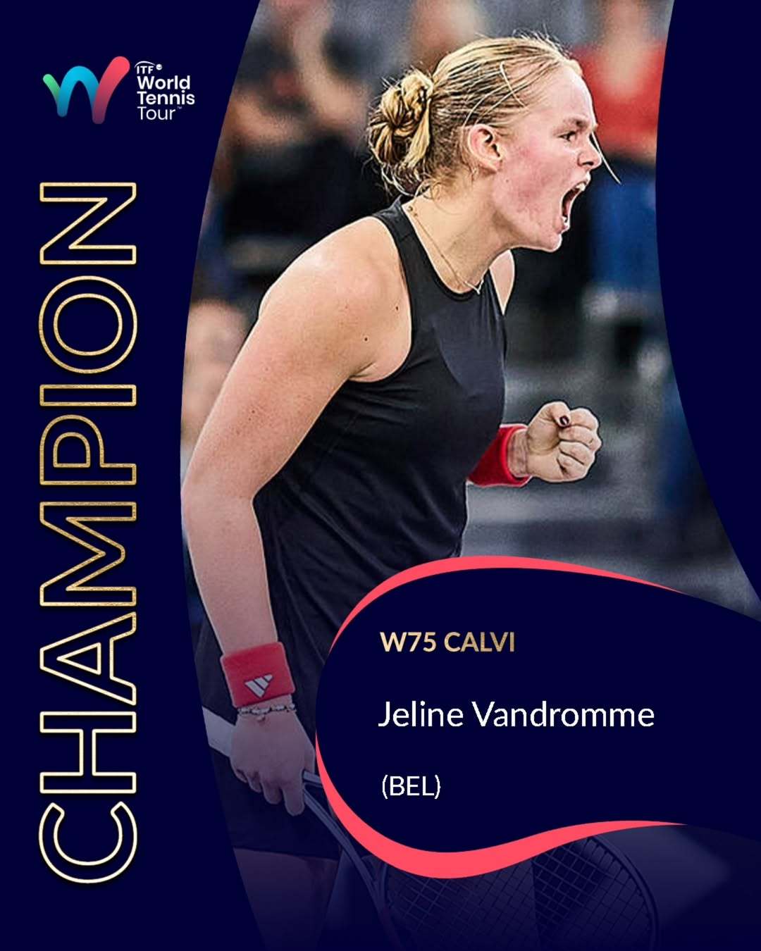 背靠背夺冠🏆🏆18岁的比利时小将范德罗姆在W75卡尔维站决赛中，以6-0 6