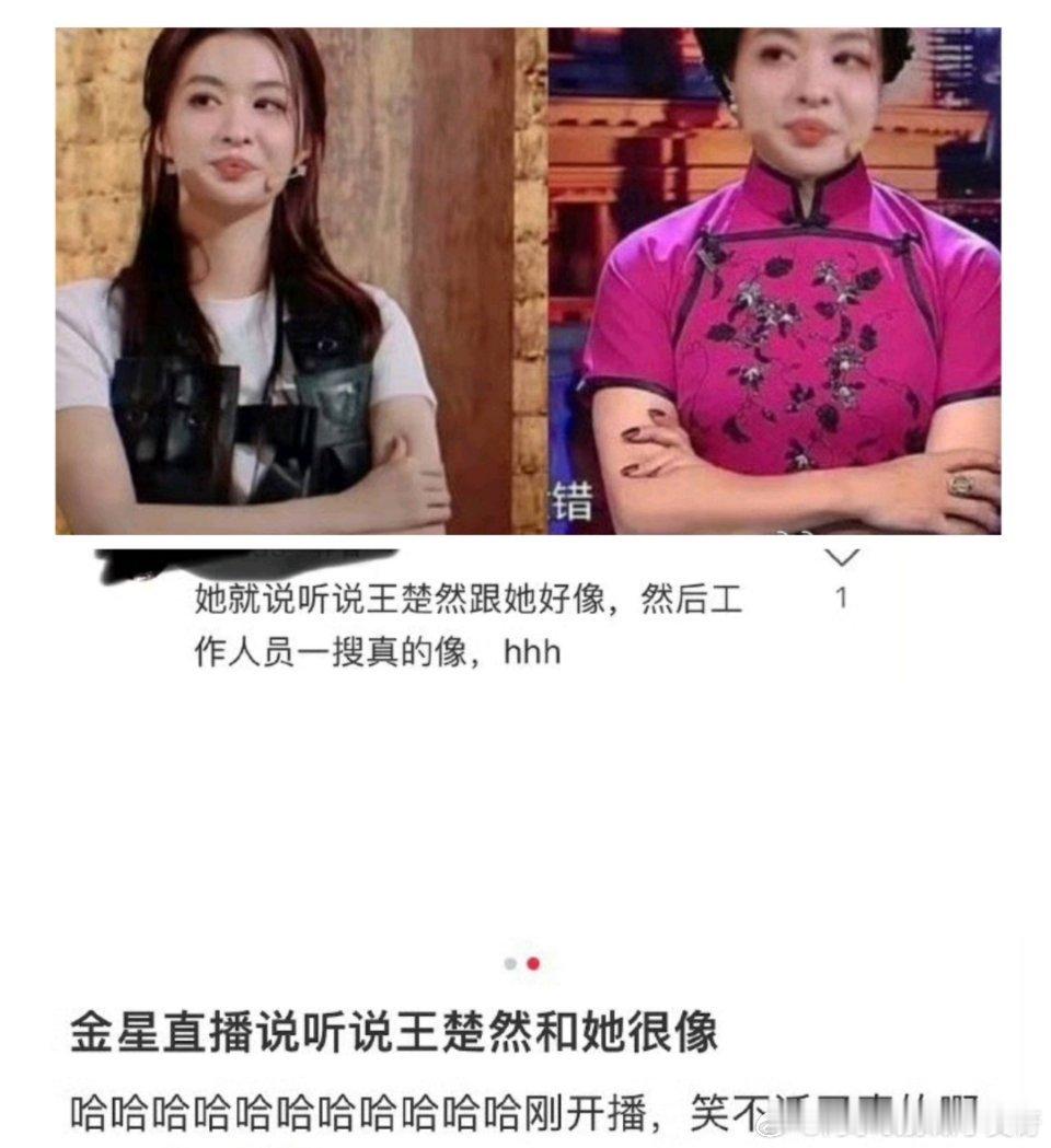 王楚然此前一直在营销自己像刘亦菲，网友又说到她像金星了，王楚然到底是像金星还是刘