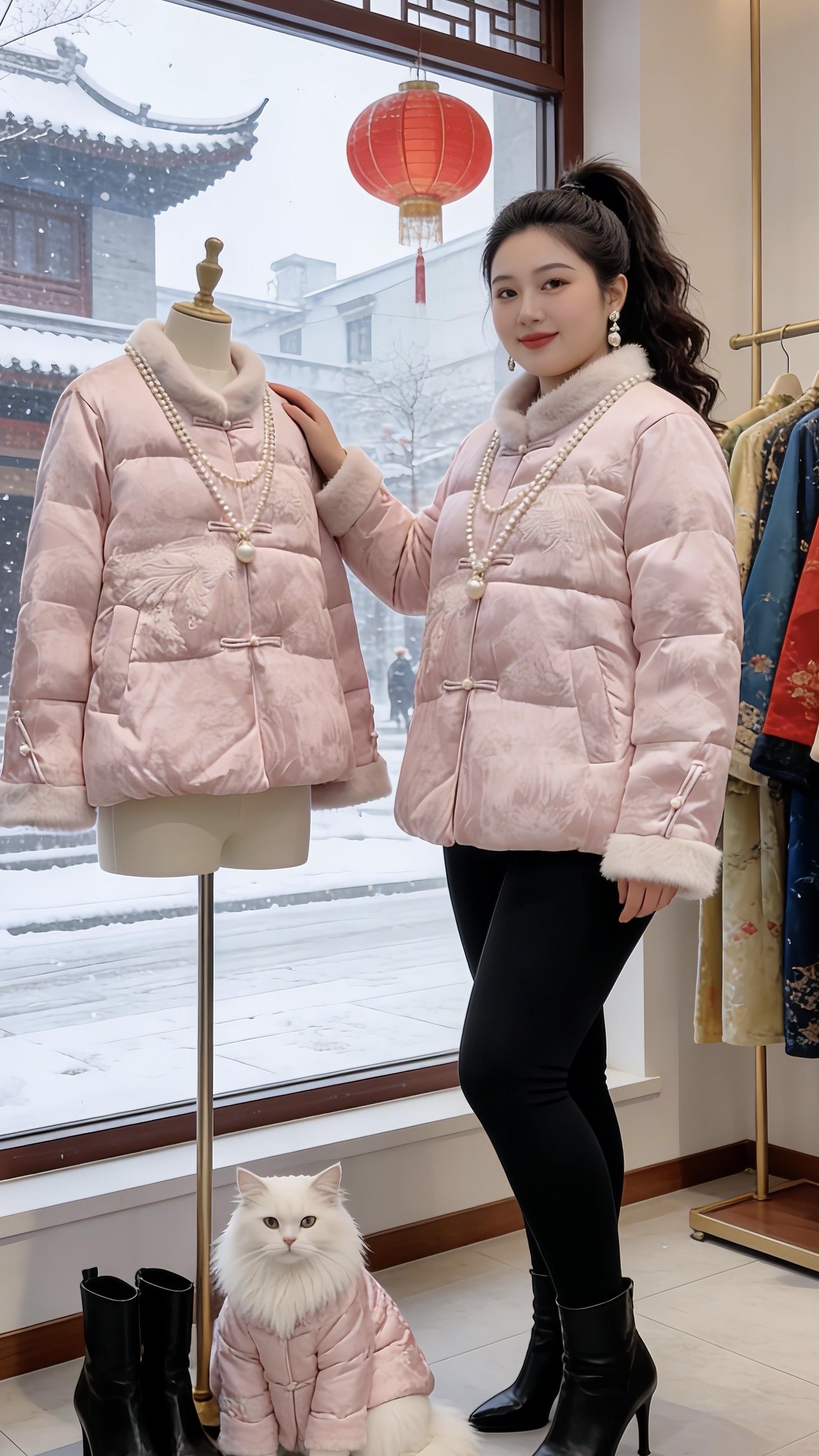 大码女装 新中式穿搭 国风棉服 双12冬日氛围感穿搭大赏穿搭提升精致感的小巧思