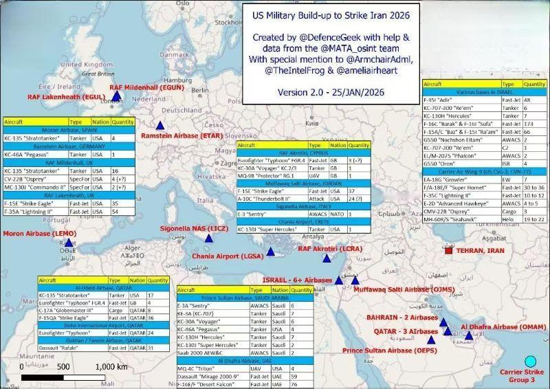 美国在中东集结的军队数量, 比当时在委内瑞拉周边更多。战机: F-35A 共54