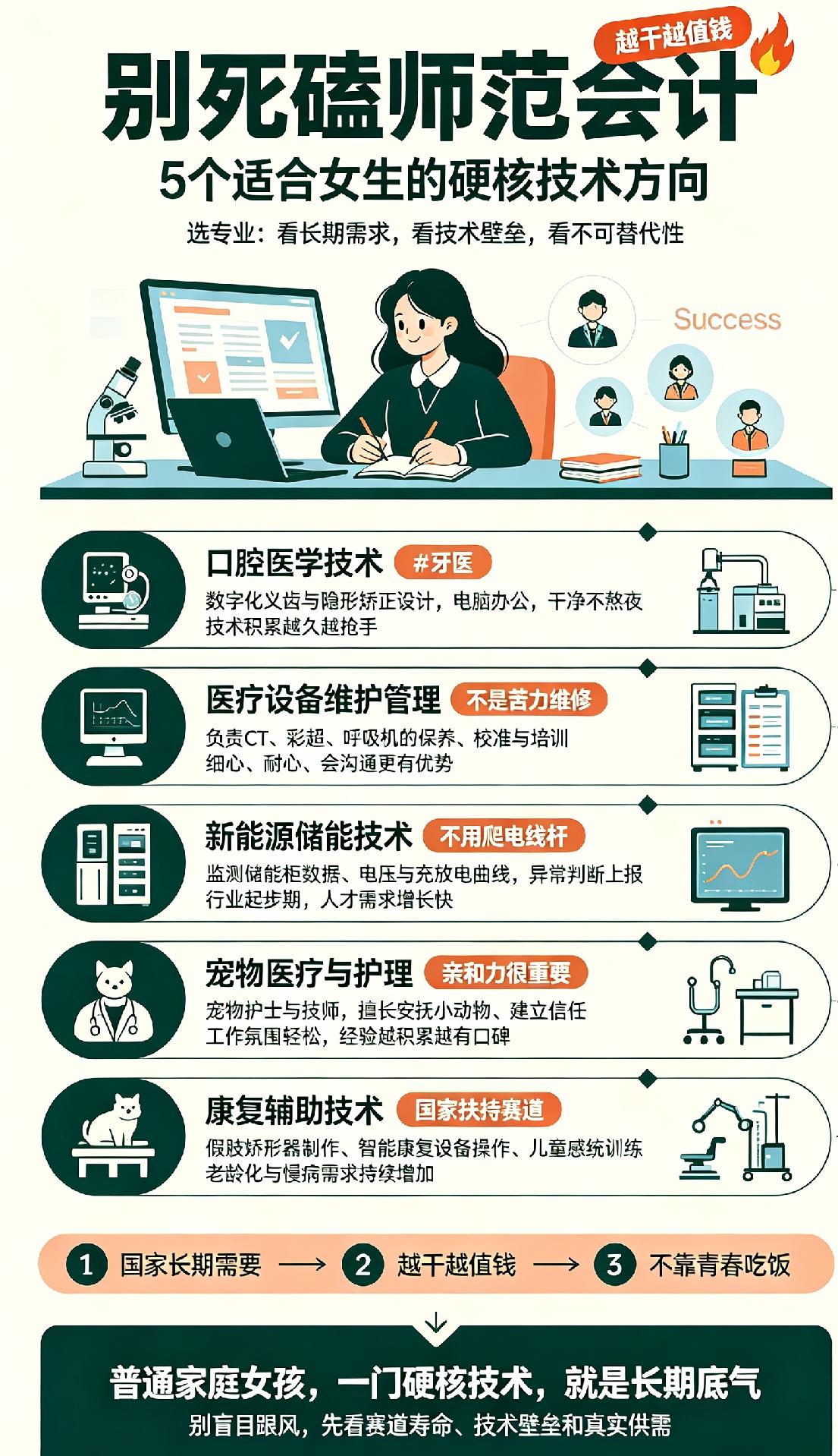 高考女生报志愿别死磕师范和会计！以下5个适合女生的硬核技术专业，越干越值钱
选专