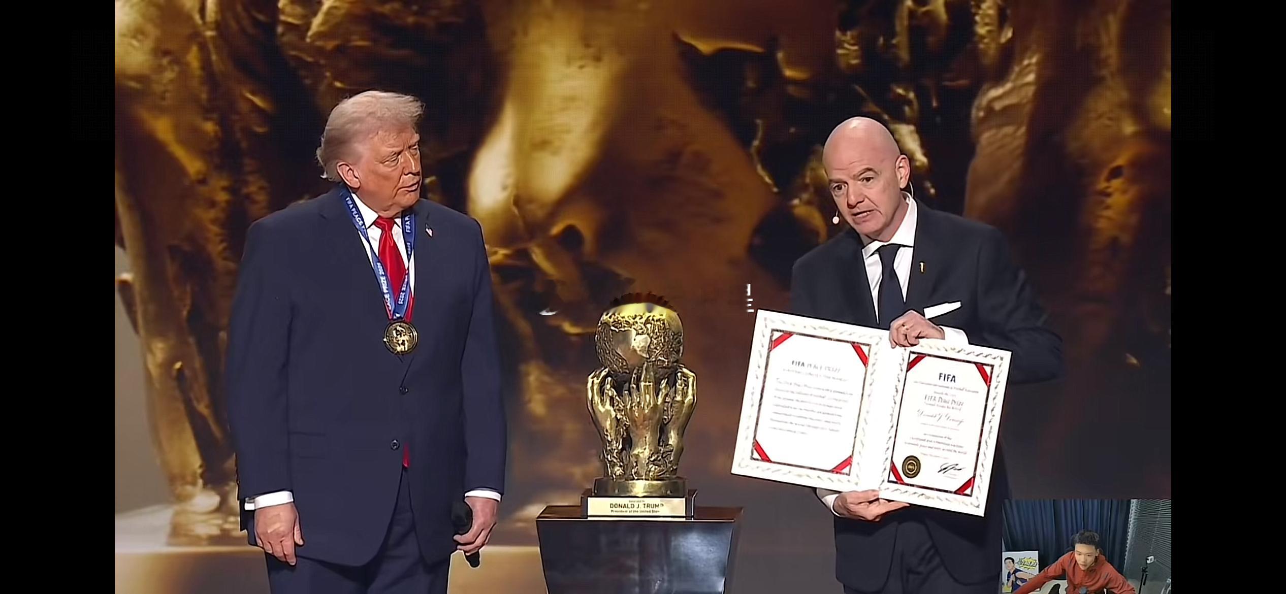 川普拿和平奖，就很难评…挺想问一句，新世俱杯的奖杯还给FIFA了吗？2026世界