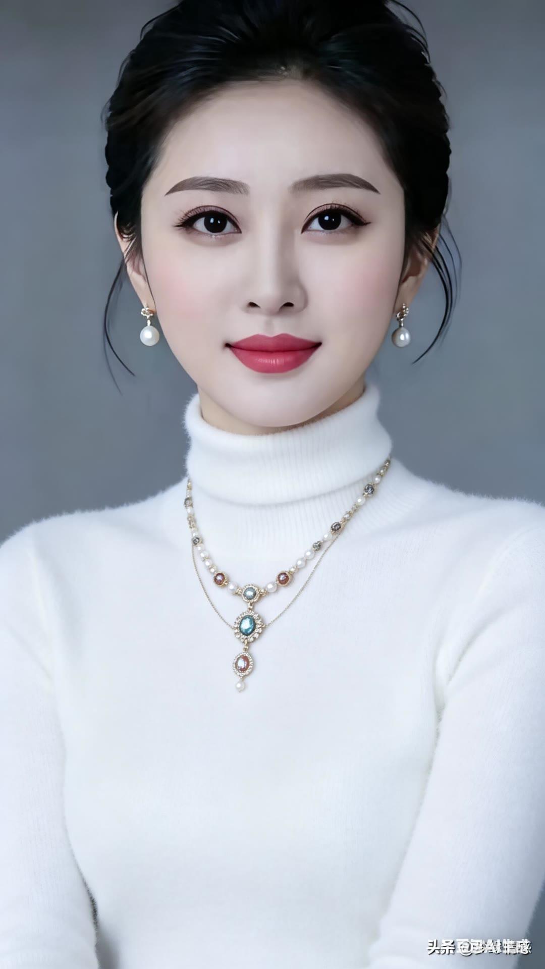 优雅气质，珍珠项链与耳环的完美搭配，尽显女性魅力！