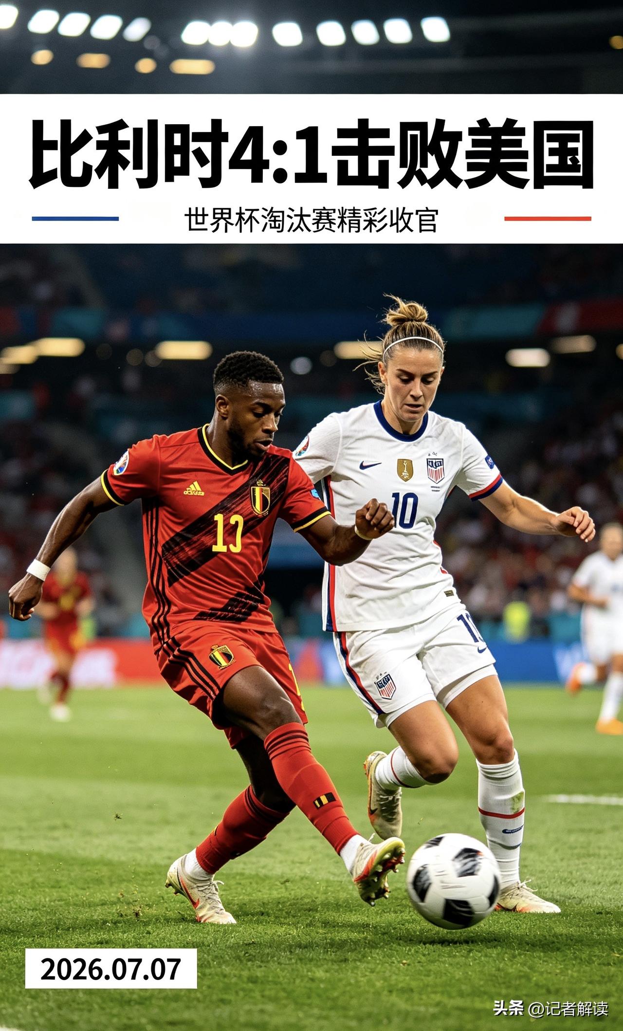 比利时4:1淘汰美国。