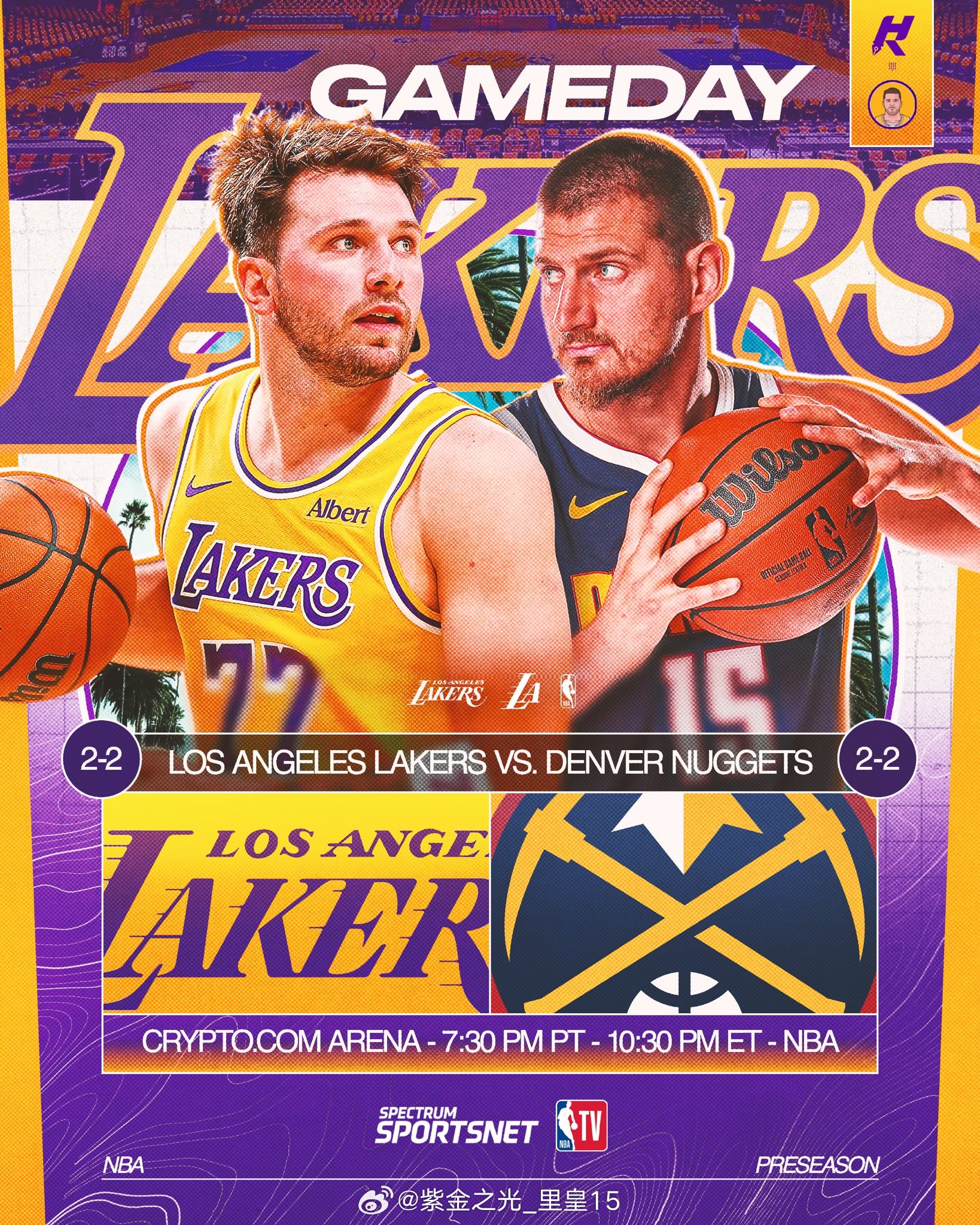 🔥比赛预告｜湖人季前赛🔥🏀掘金vs湖人 ⏰北京时间：10月17日11:00