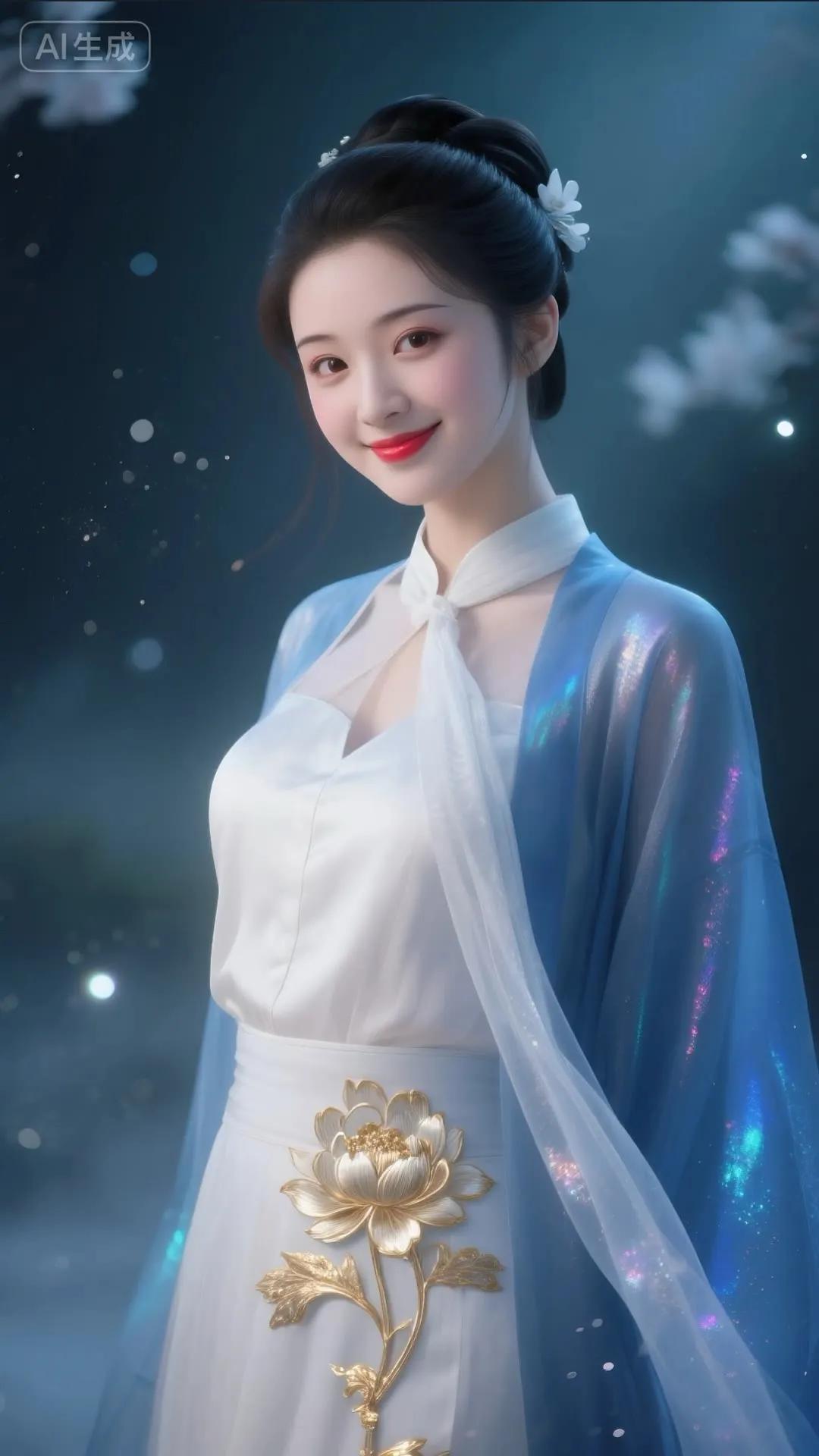 梦幻古风少女，花钿轻点，笑靥如花。