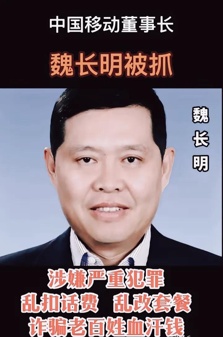 大快人心！
中国移动董事长及总经理魏明先生正面临法律审查
因涉重大违法违规行为