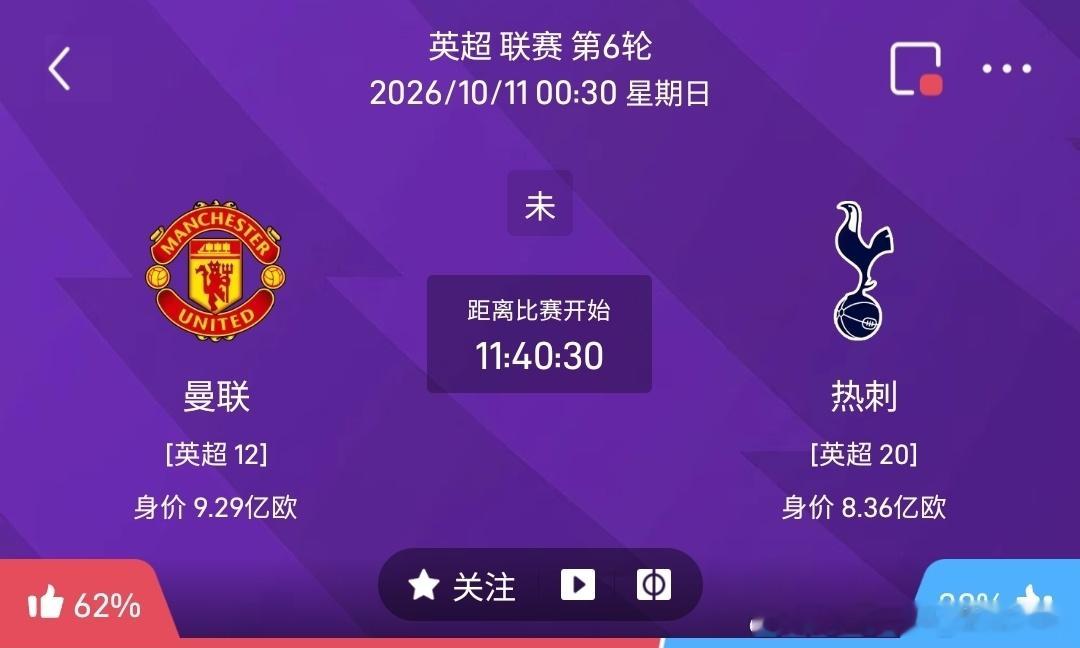 曼联 vs 热刺1️⃣曼联✅利好：坐镇主场，球员个人身价占优，主场球迷加持，急需