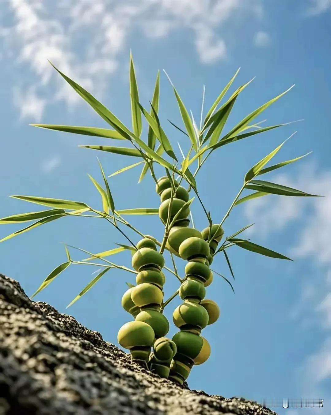 哇塞，高山上这棵竹子，太漂亮了！有点像一串佛珠，这种竹子我还是头一回见，真的超级