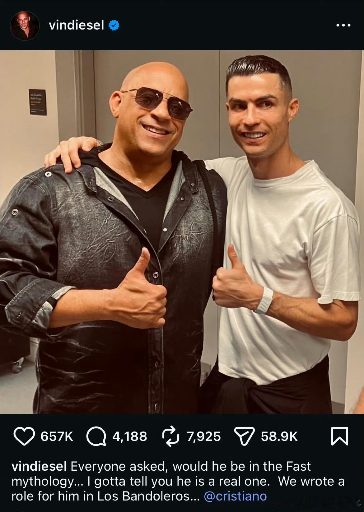 C罗将出演速度与激情最喜欢的运动员是C罗不是因为他巨大的成就而是他极致的自律