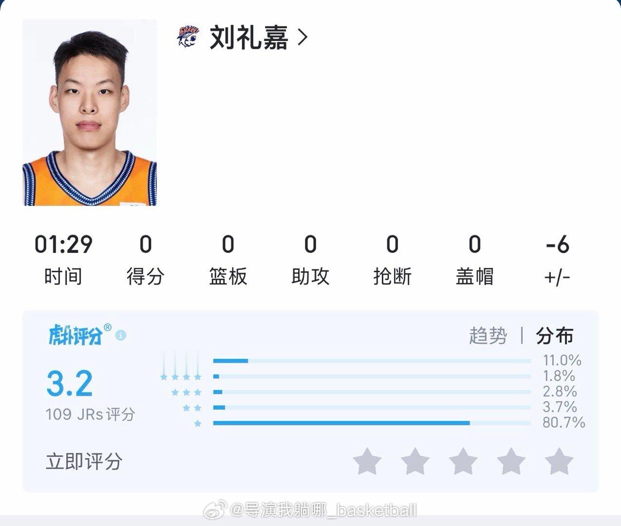 没有任何恶意，刘礼嘉在上海久事都打不上球，在CBA也没有什么特别亮眼的表现，是怎