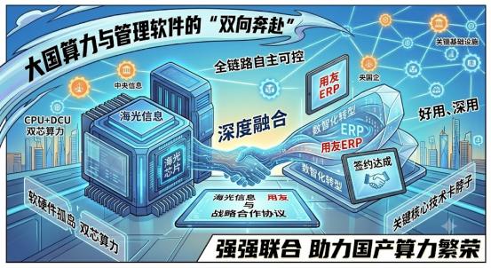大国算力与管理软件的“双向奔赴”

前几天，用友和海光信息正式签署战略合作协议。