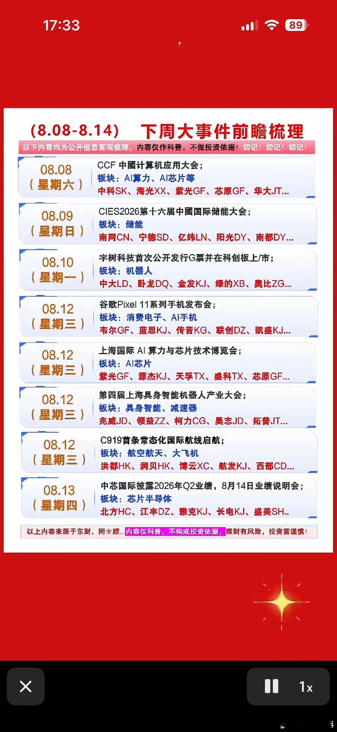8月8日下周大事件前瞻梳理，别错过！8月8日下周有不少大事件值得关注。体育迷可留