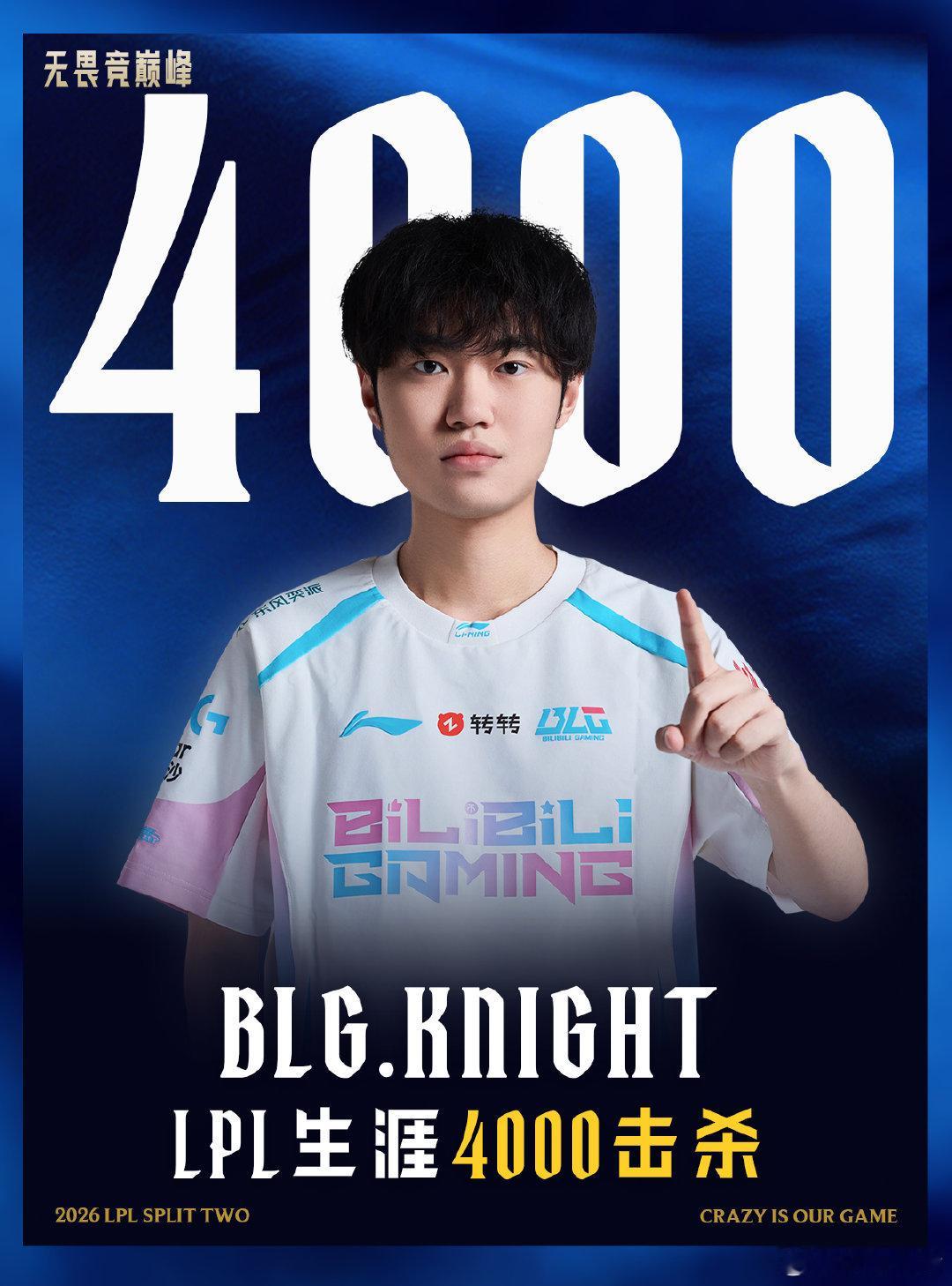 【里程碑：Knight达成LPL4000击杀成就】在今日WBG对战BLG的比赛中