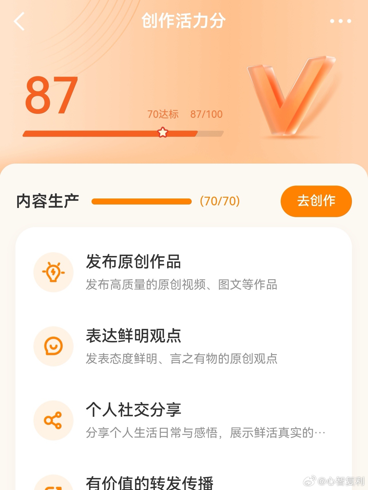 这段时间太不容易了，创作活力分终于干到87。VVIP，我又回来啦～ 