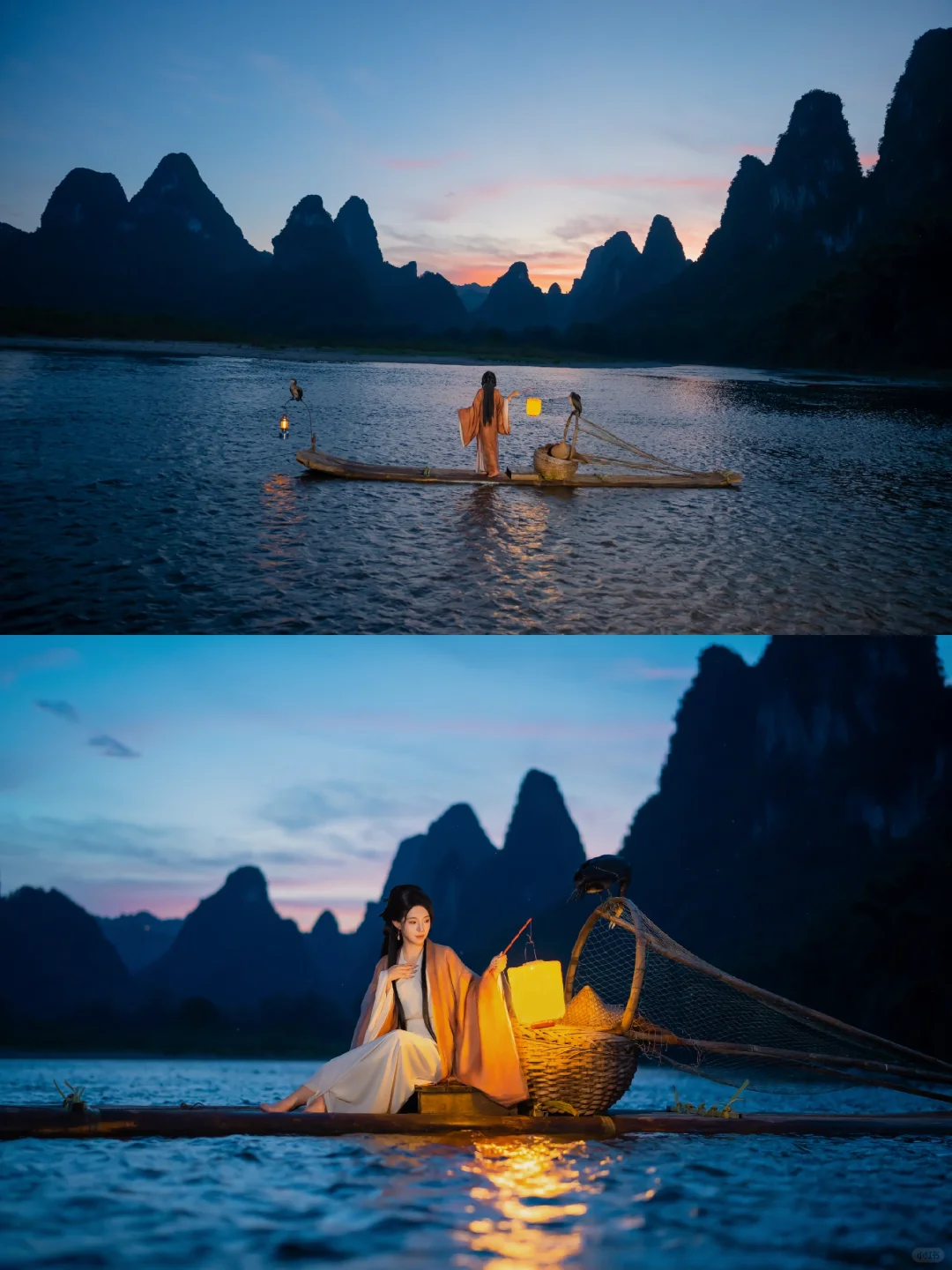 桂林山水甲天下之地，拍渔舟唱晚也太美了