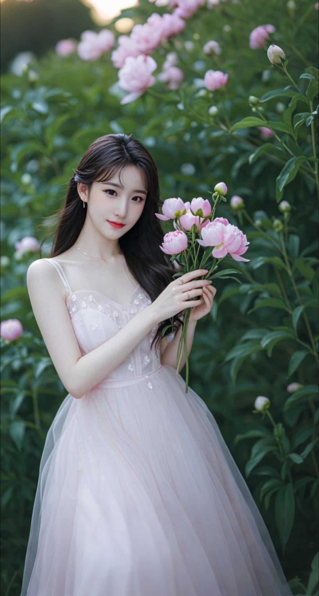 AI扩图 AI莫奈粉芍药
