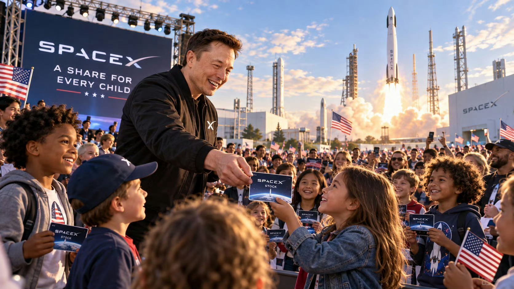 #马斯克送SpaceX股票#把股份送给每一个美国儿童，不知道会怎么落地，但能这样