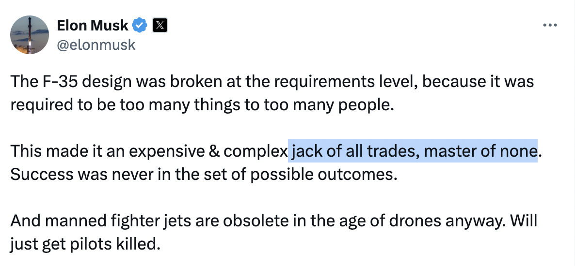 跟马斯克学个英语短语：jack of all trades, master of