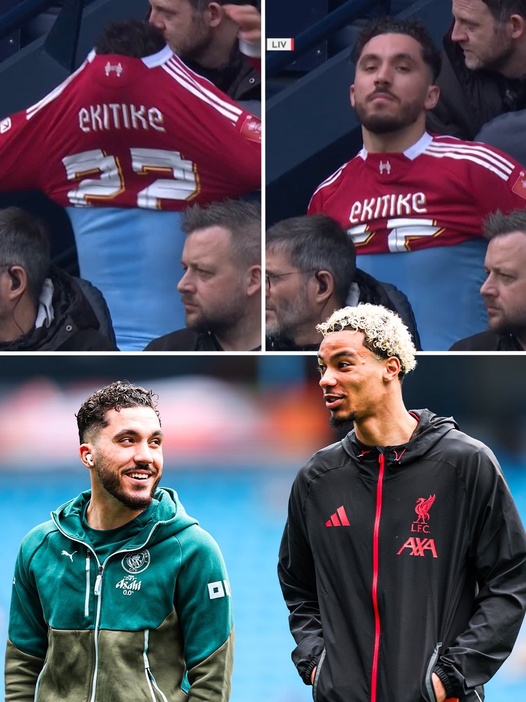 曼城 第72分钟时，谢尔基已经在替补席上穿上了法国同胞埃基蒂克的球衣，这时曼城4