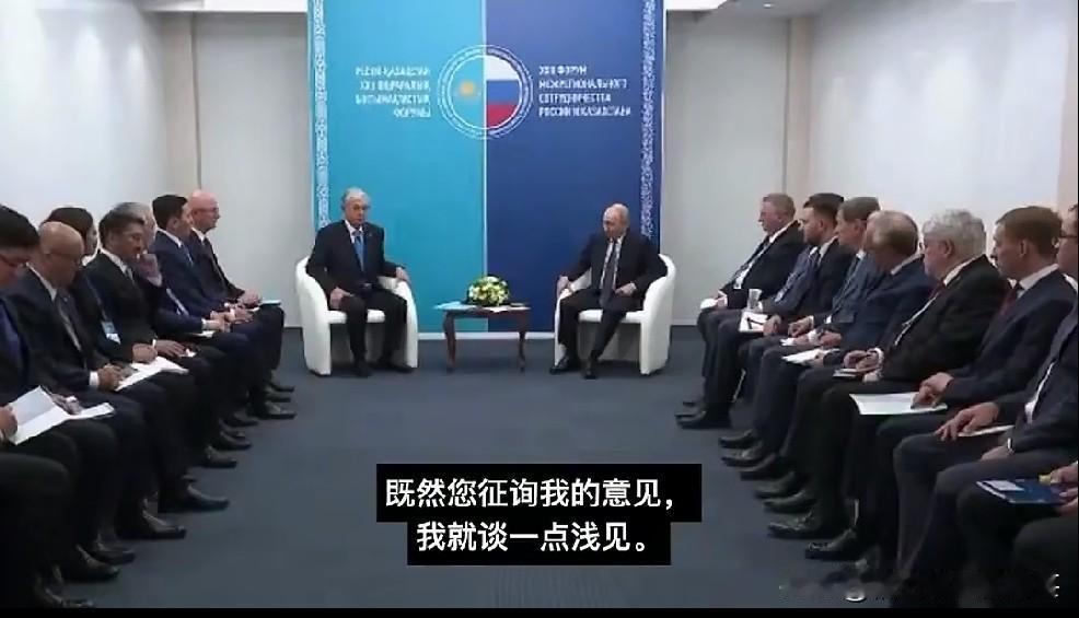哈萨克斯坦总统托卡耶夫7月25日会见普京说，你征询我的意见，我就谈一点浅见，他说