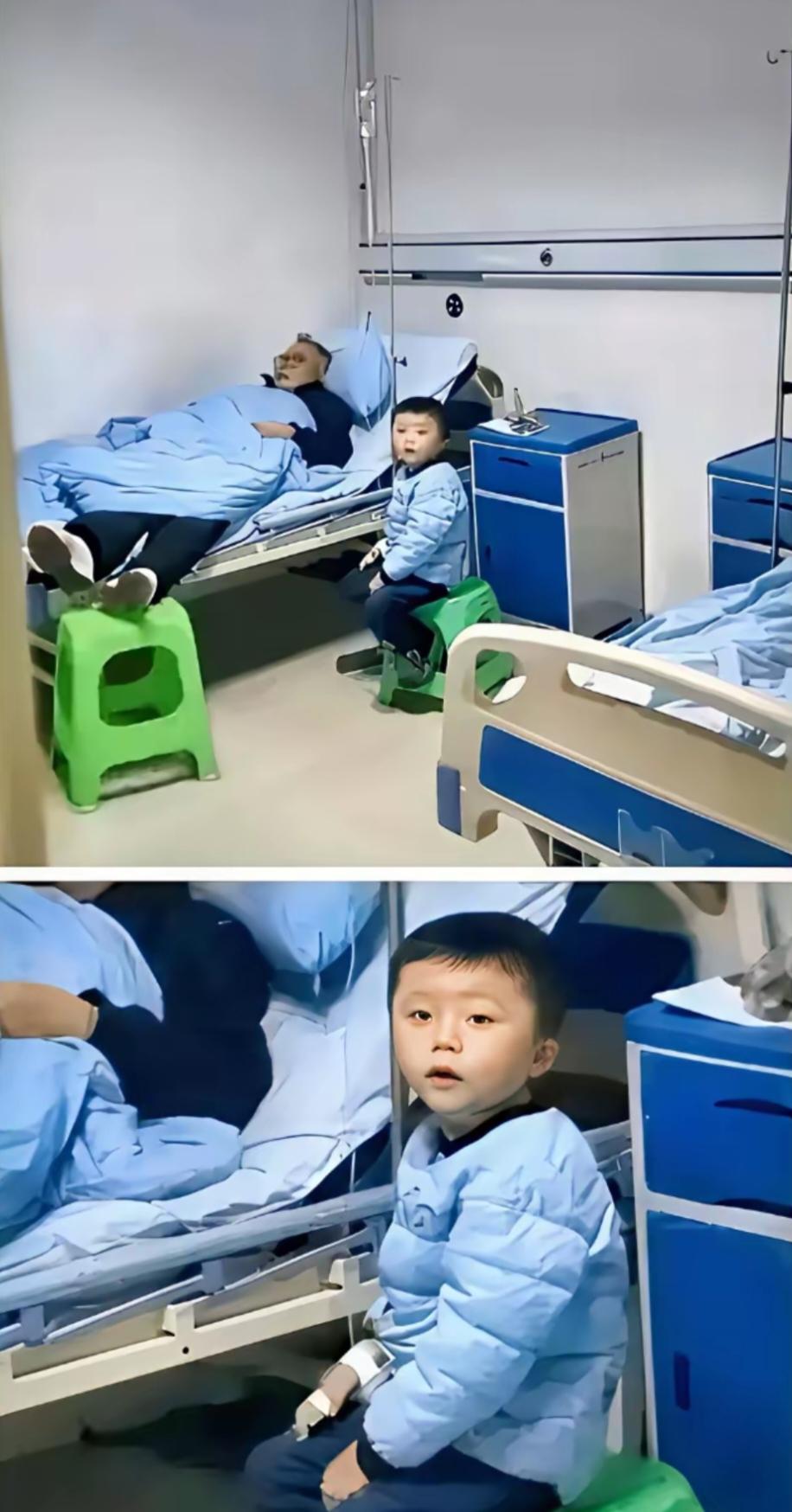 远看是孝顺懂事，近看原来是大孝子
这么小的孩子竟然能这么懂事!
不仔细看以为是自