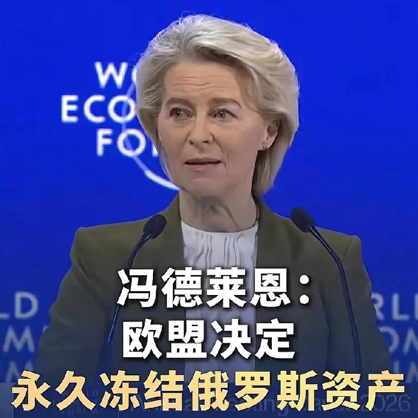 欧俄距离开战也不远了！
就在刚刚，欧盟委员会主席冯德莱恩宣布，将永久冻结俄罗斯资