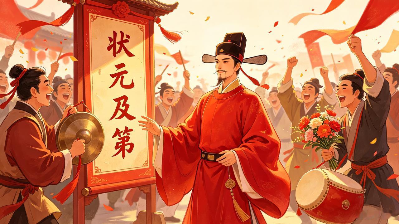 上联：十年苦读争金榜（读古仄）
下联：三日答题取状元