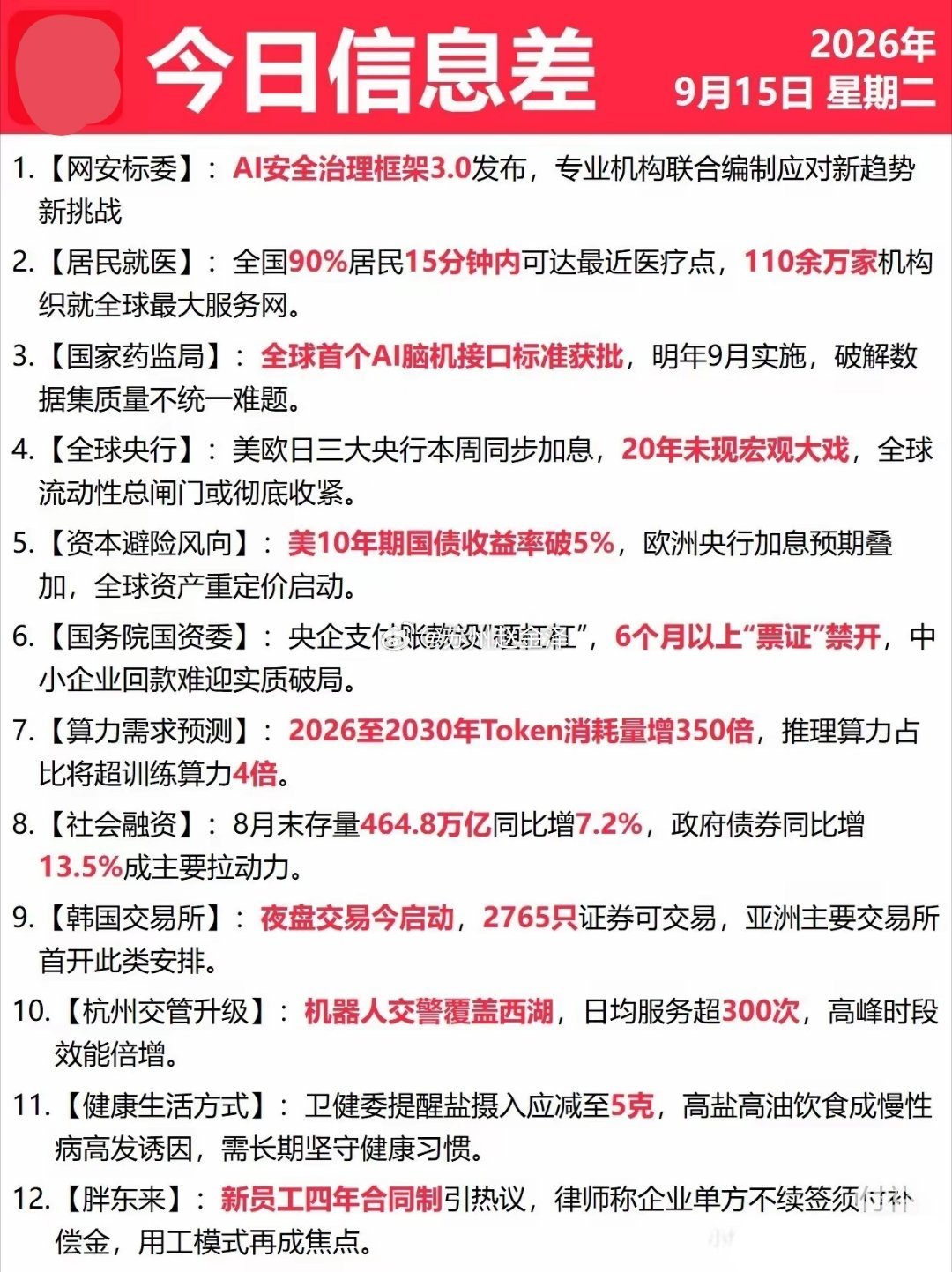 9月15号星期二 ​​​