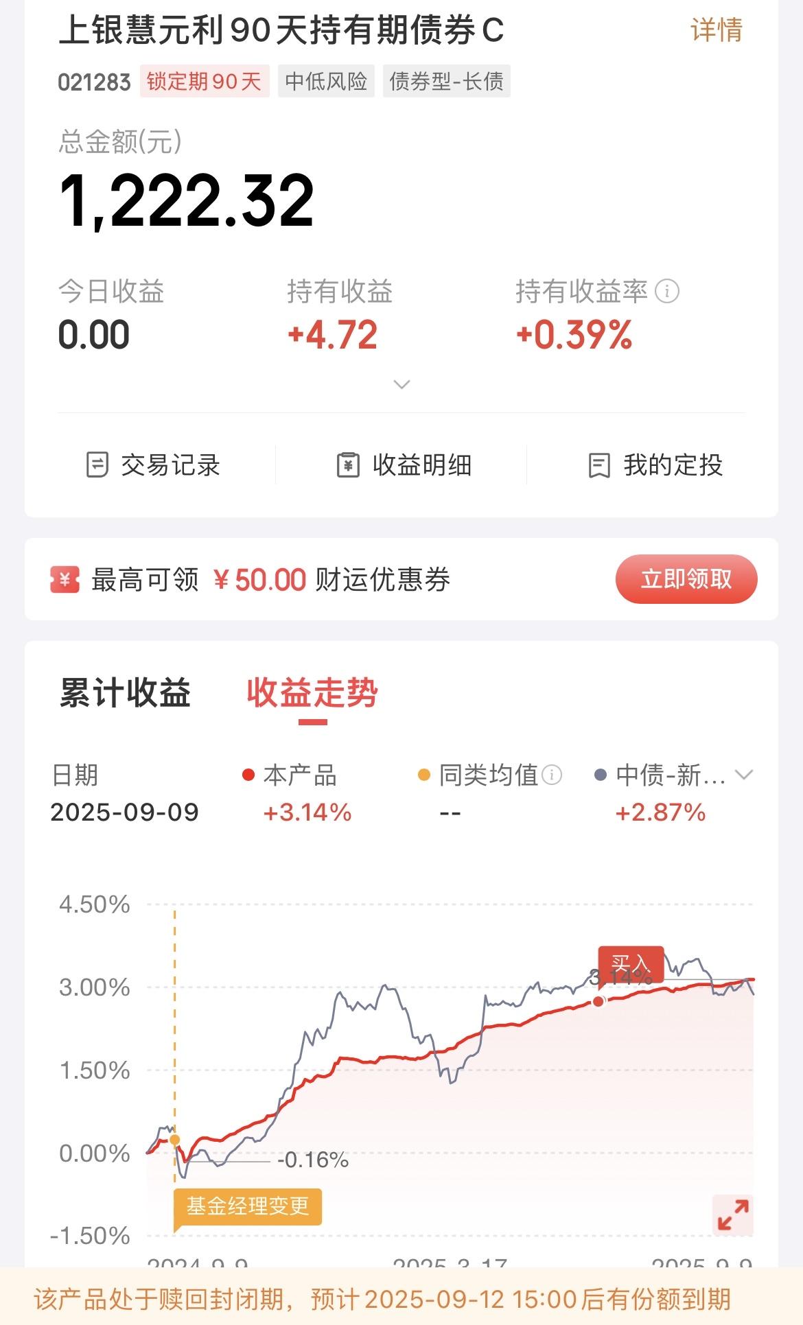 熬了3个月，我持有的这个债基终于快到了可以赎回的时候了！

6月份的时候，抱着试