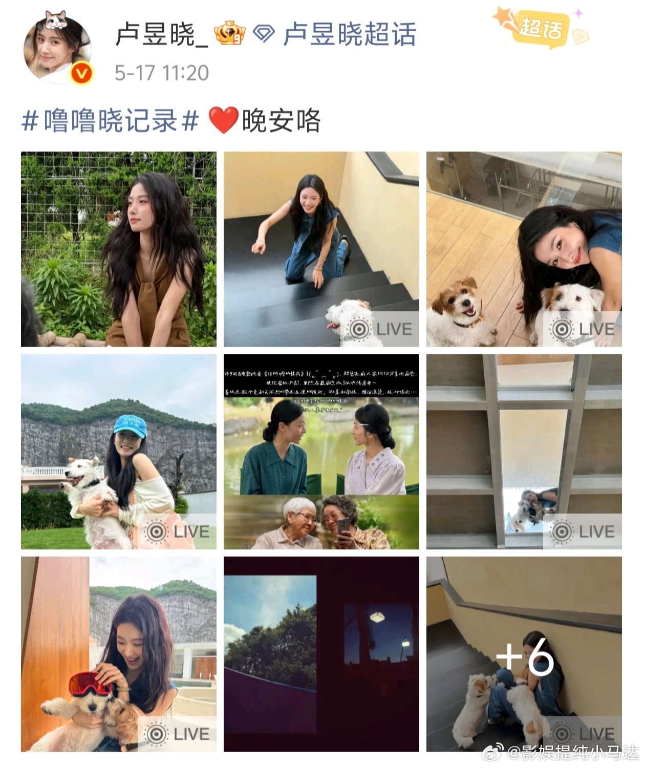 可能是我浅陋了，我只关注到了卢昱晓是在一众分享日常中带了个给阿嬷的情书的动态图，