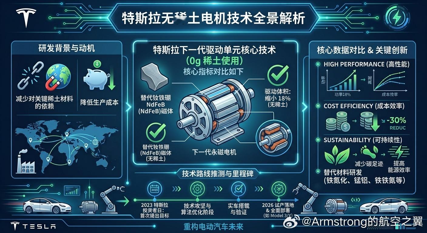 特斯拉 无稀土电机 特斯拉的“无稀土电机”从2023年3月的投资者日首次提出，到