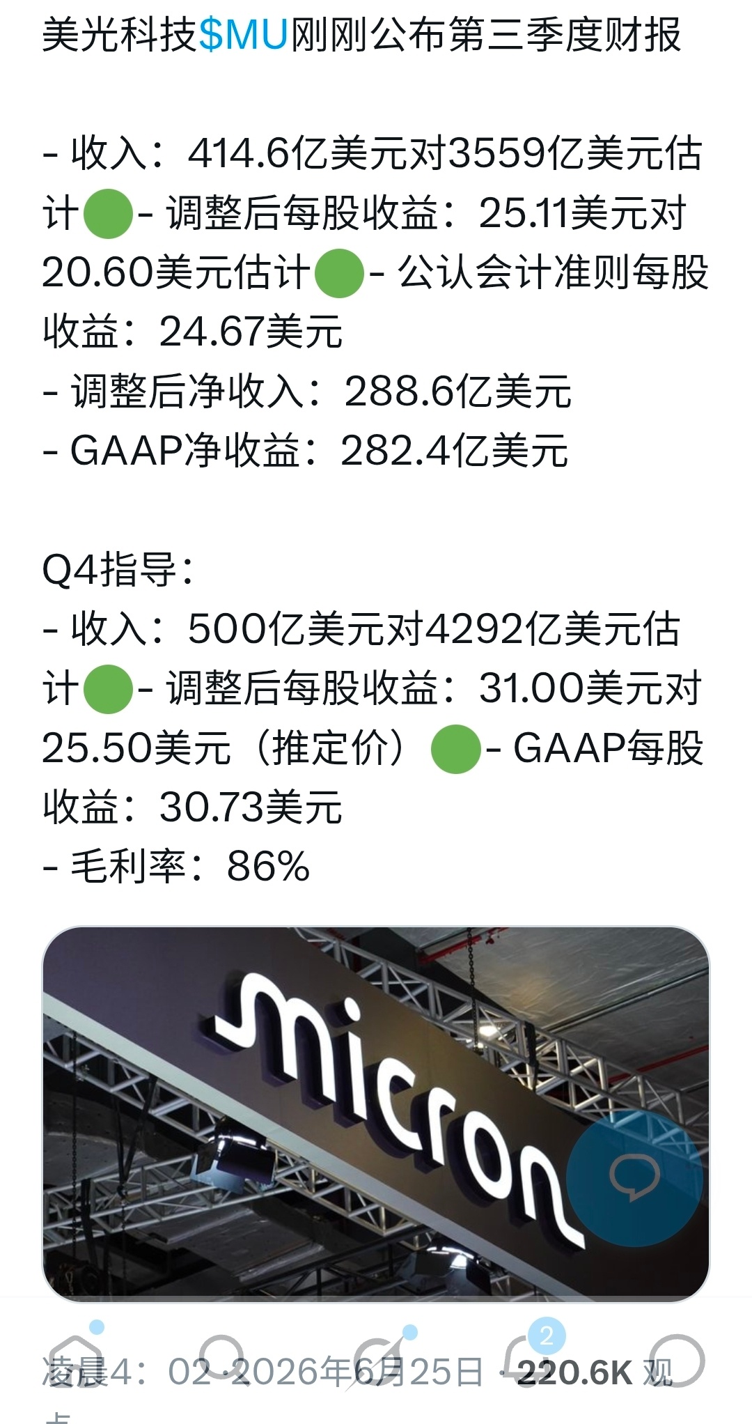 美光财报超预期，使标普500指数期货和纳斯达克100期货上涨。 