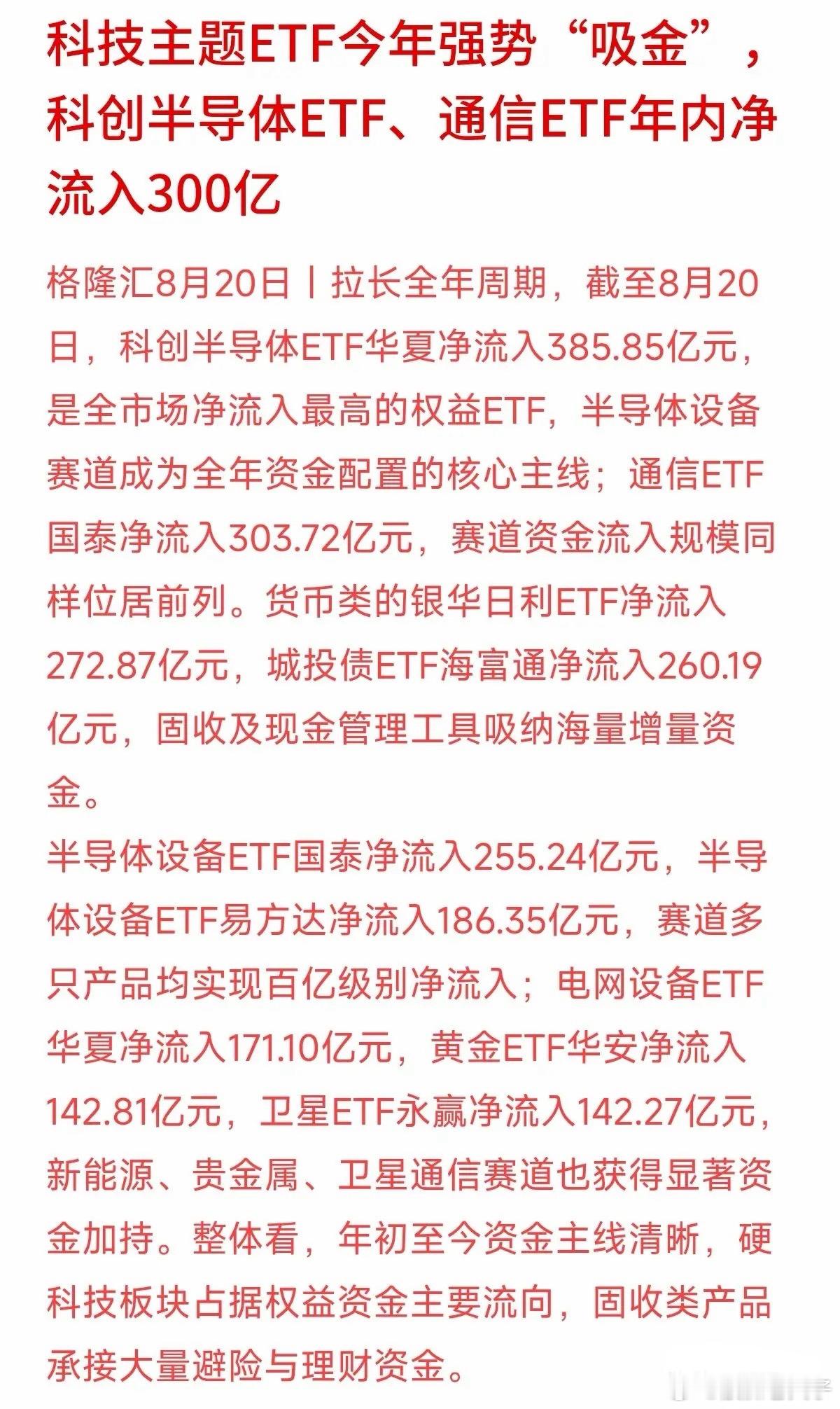 主力资金的算盘打得非常清晰，今年硬科技赛道成了绝对的“吸金王”！截至8月20日，