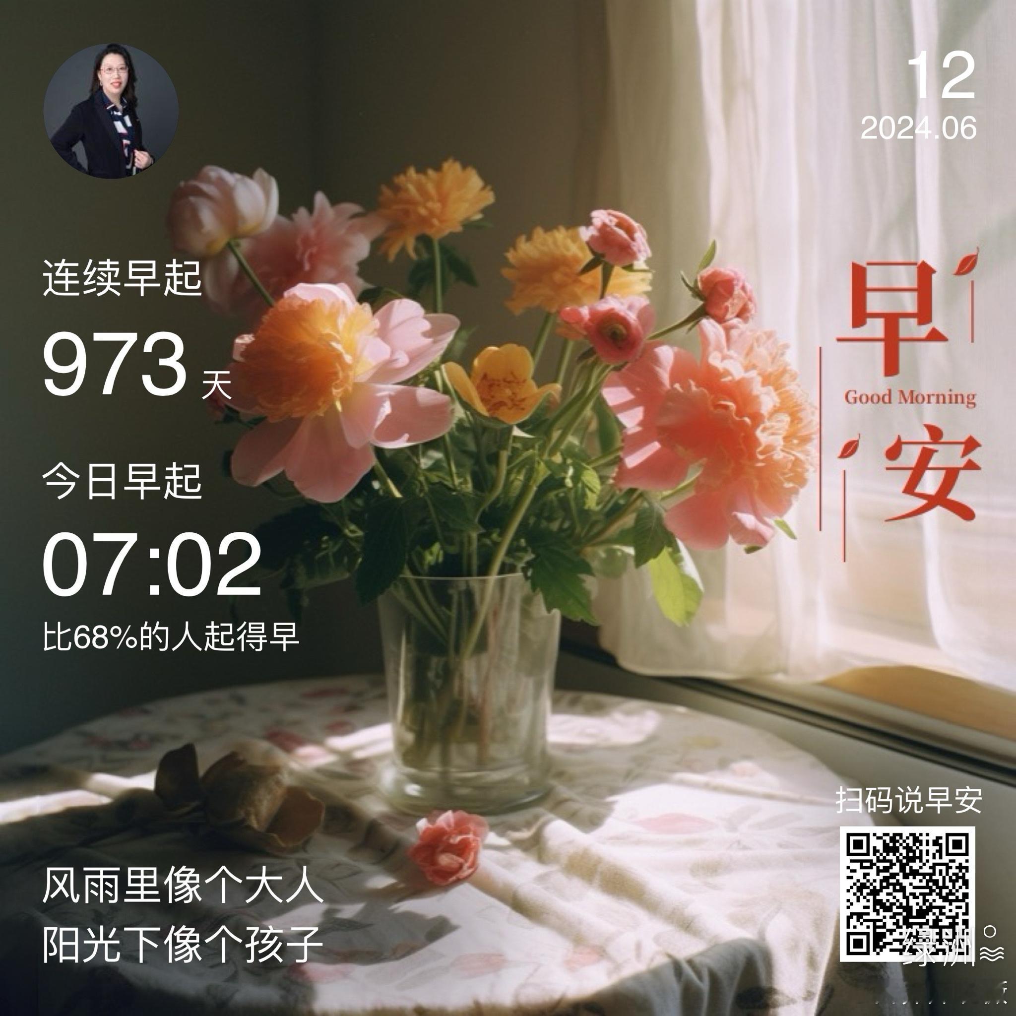 #早安#风雨里像个大人阳光下像个孩子  ​​​