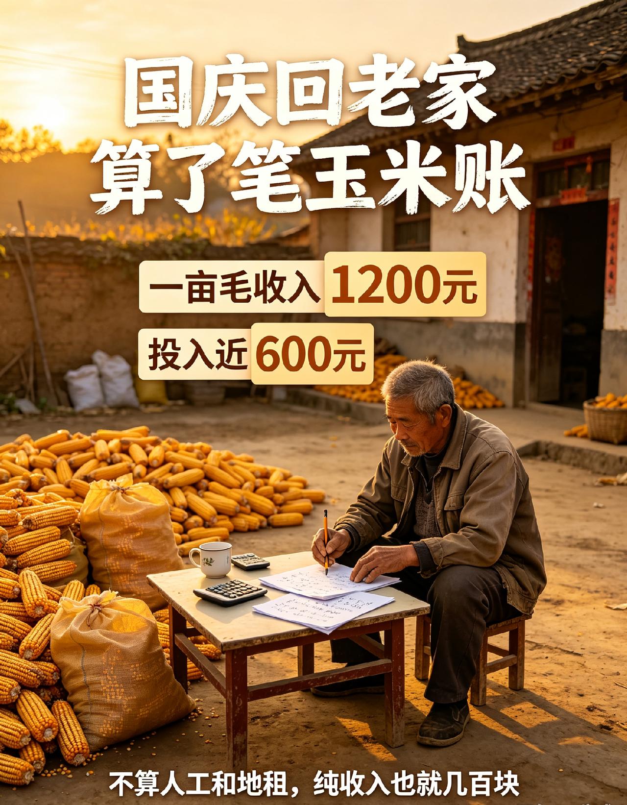 国庆回了趟农村老家，跟院儿里晒太阳的老爷子聊起今年的收成。他说今年年景还行，一亩