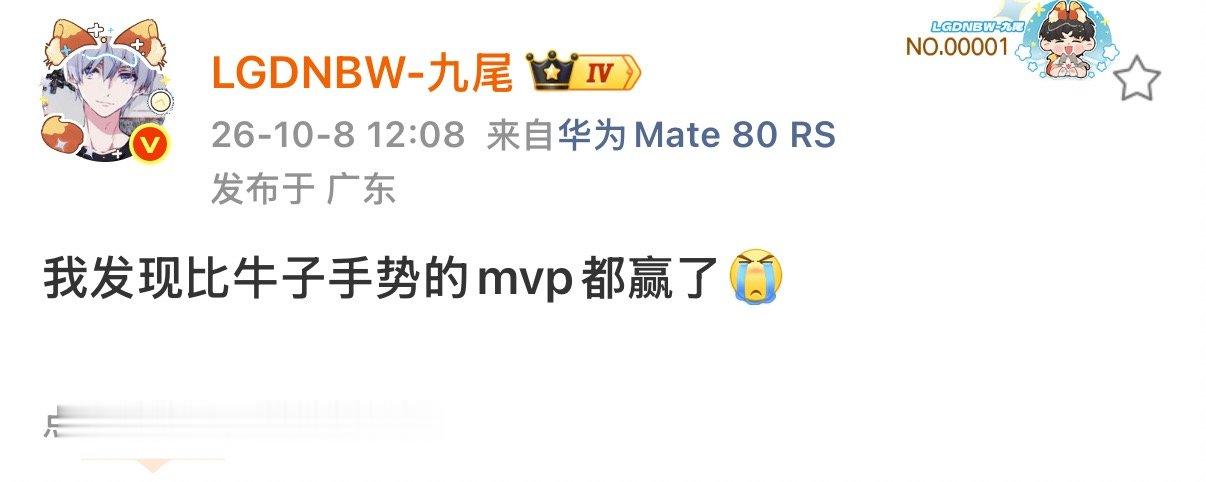 九尾说比牛子手势的mvp都赢了九尾说比牛子手势的都赢了 我不行了哎哟 ​​​