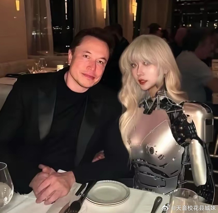 马斯克和他的机器人女友共进晚餐 ​​​